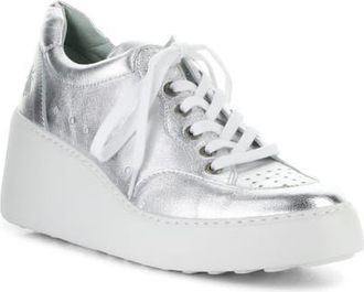 FLY London Derk Platform Wedge Sneaker in 002 Silver at Nordstrom, Size 10-10.5Us