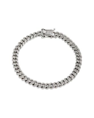 Savvy Cie Jewels Silver Cz Cuban Link Bracelet