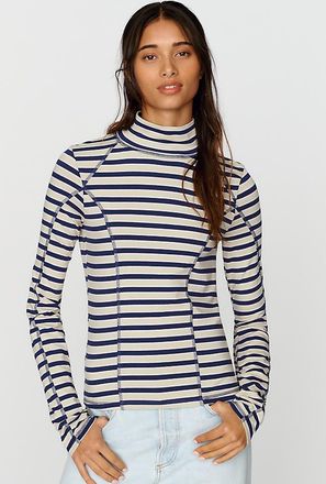 Pilcro Seamed Turtleneck Top