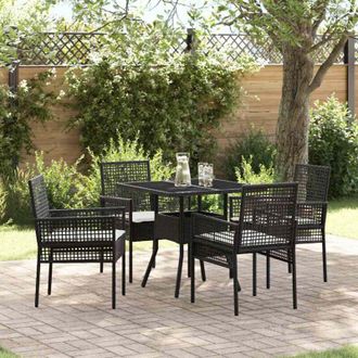vidaXL Conjunto De Comedor De Jard&iacute;n 5 Pcs Negro Polirat&aacute;n Vidaxl