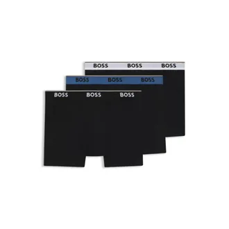 BOSS Three-pack of stretch-cotton boxer briefs with logo waistband