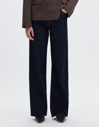 Selected jeans a gamba ampia in denim blu scuro