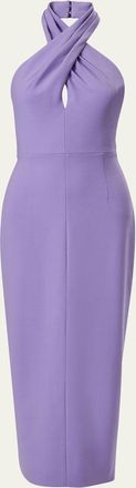 Carolina Herrera Crisscross Halter Midi Dress