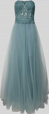 Mascara Off-Shoulder-Abendkleid mit Spitze und Ziersteinbesatz in Mint, Größe 32