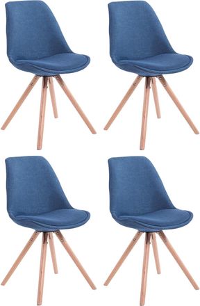 Clp Set De 4 Sillas De Comedor Toulouse En Tela Azul Natural