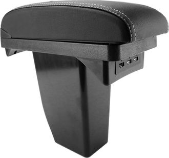 OEM 1 Reposabrazos De Consola Central De Cuero Negro Con Costuras Blancas Y Abs Para Peugeot 2008