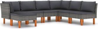 vidaXL Set De Muebles De Jard&iacute;n 7 Pzas Y Cojines Rat&aacute;n Sint&eacute;tico Gris Vidaxl
