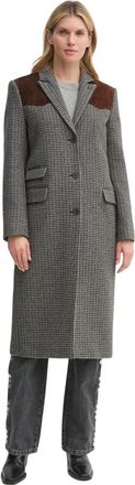 The Kooples Single-breasted jas met visgraatpatroon - Dames - Mantel - Grijs - L - Leer - Jassen