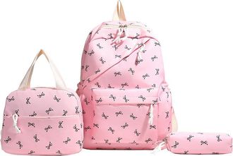 Generic Backpack 3pcs Set Backpack with Lunch Box Pencil Case for Girls (Blue)