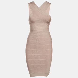 H&eacute;rve L&eacute;ger Beige Bandage Knit Stella Dress