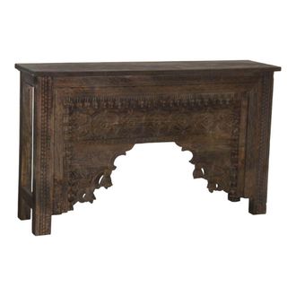 Wanderlust Deco Recibidor de madera marr&oacute;n acabado artesanal 150x38x90cm
