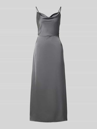 Vila Abendkleid aus Satin Modell RAVENNA in Hellgrau, Gr&ouml;&szlig;e 34