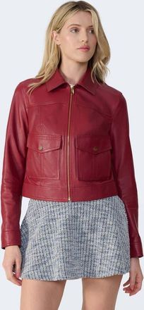 FURNIQ Flora Leather Jacket in Light Burgundy at Nordstrom, Size Xx-Large
