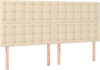 vidaXL Cabecero Con Luces Led Tela Crema 200x5x118/128 Cm Vidaxl