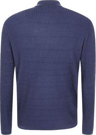 Emporio Armani Wool Ribbed Cardigan - Navy