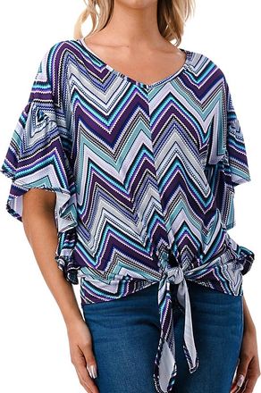 Vava Ayla Top In Blue Chevron