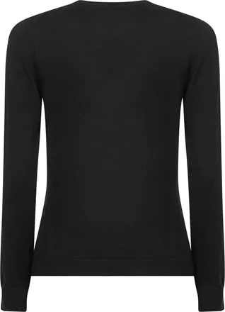 Blanca Vita Womens Crewneck Sweater Virgin Wool Black