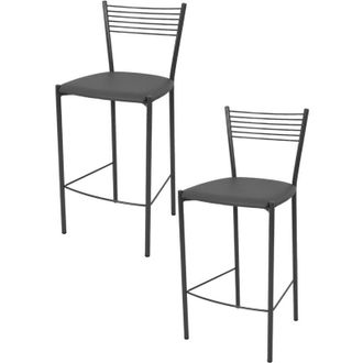 Tommychairs Tommychairs 2 Taburetes Elegance En Acero Gris Oscuro Asiento Polipiel Gris