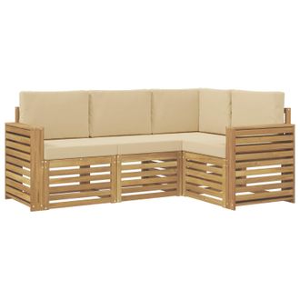 vidaXL Set Di Divani Da Esterno 4 Pz Bianco E Beige Poliestere Vidaxl