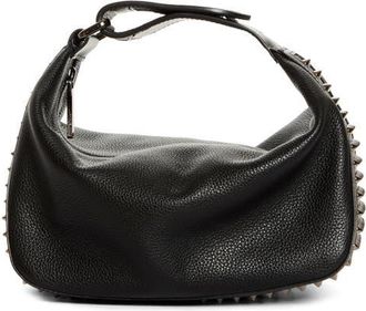Christian Louboutin Funky Empire Spike Dopp Leather Top Handle Pouch in Black/gun Metal at Nordstrom