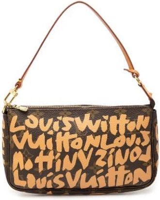 Louis Vuitton Pre-owned Pochette Accessoires - Dames - Vintage Handtas - Bruin - ONE Size - Leer - Vintage
