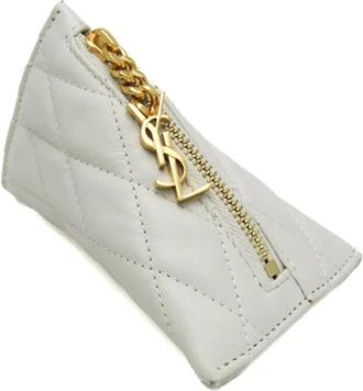 Saint Laurent Tweedehands leren portemonnees - Dames - Vintage Accessoires - Wit - ONE Size - Leer - Vintage
