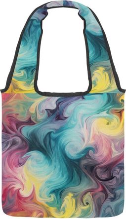 Generic Mysterious Abstract Flowing Marble Texture Reversible Canvas Shoulder Tote - Double-Sided Print, 12oz Cotton, 27cm Drop, Fold-Flat Bag for Travel, Sho