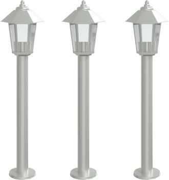 vidaXL L&aacute;mparas De Suelo De Exterior 3 Unidades Acero Inoxidable 80 Cm Vidaxl