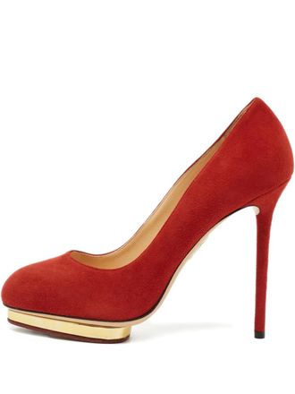 Charlotte Olympia Dolly suede pumps - Red