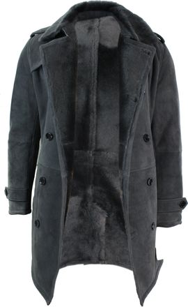 TruClothing Sheepskin Double Breasted Belted Overcoat
