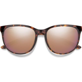 Smith Lake Shasta 56mm ChromaPop Polarized Sunglasses in Tortoise/chromapop Polarized Rose Gold Mirror at Nordstrom