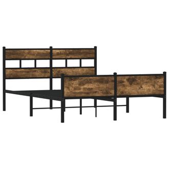 vidaXL Estructura De Cama Sin Colch&oacute;n Madera Roble Ahumado 140x190 Cm Vidaxl