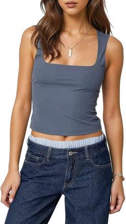 Edikted Essy Square Neck Tank in Navy at Nordstrom, Size X-Small