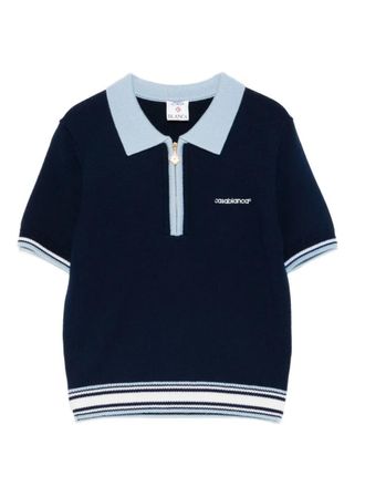 Casablanca Striped Knit Top With Front Zip