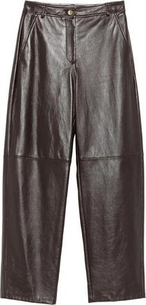Max Mara Leather Pant - Dames - Leren Broeken - Bruin - L - Leer - Broeken