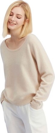 LilySilk Casual Scoop Neck 100% Pure Cashmere Sweater for Women Long Sleeves Super Soft Jumper for Women Oldlace, L