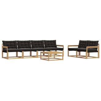 vidaXL Conjunto De Sof&aacute;s De Exterior 7 Pcs Blanco Y Negro Vidaxl