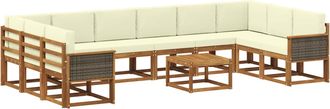 vidaXL Conjunto De Sof&aacute;s De Exterior 11 Uds. Natural Y Crema Vidaxl