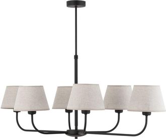 Luminosa Light Designs TK Chicago L&aacute;mpara de techo colgante de varios brazos, color negro, pantalla de lino, 6 luces E27