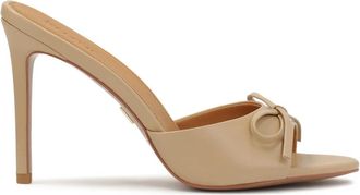 Kazar Beige flip-flops met leren strik - Dames - Muiltjes - Beige - 35 EU - Leer - Schoenen