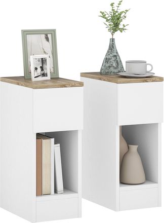 HOMCOM Bedside Tables Set of 2 - Nightstands for Bedroom - Living Room - White | TJ Hughes