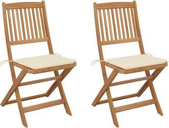 vidaXL Sillas De Jard&iacute;n Plegables 2 Uds Y Cojines Madera Maciza Acacia Vidaxl