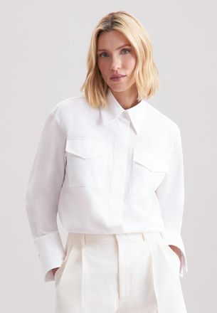 Seidensticker Hemdbluse SEIDENSTICKER Schwarze Rose, Damen, Gr. XXL(44), weiss (wei&szlig;), 100% Baumwolle, unifarben, oversize, ohne Ausschnitt, Blusen Hemdbluse, 1/1 K