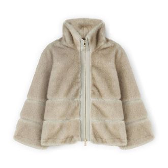 Motivi Jassen, Dames, Grijs, L, Polyester, Teddy-effect jas met rits