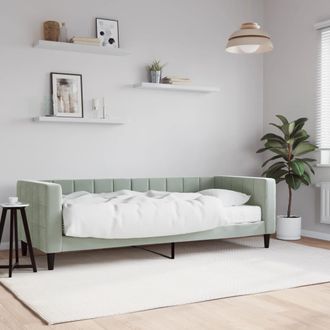 vidaXL Sof&aacute; Cama Con Colch&oacute;n Terciopelo Gris Claro 80x200 Cm Vidaxl