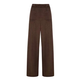 Manila Grace Pantalones Anchos con Bolsillos - Trousers - Mujer - Marr&oacute;n - XS