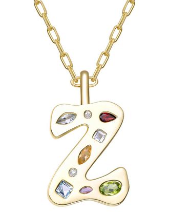 Genevive 14K Plated Cz Alphabetical Necklace