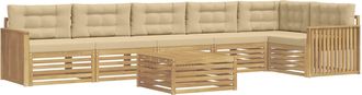 vidaXL Conjunto De Sof&aacute;s De Exterior 7 Uds. Y Beige Poli&eacute;ster Vidaxl