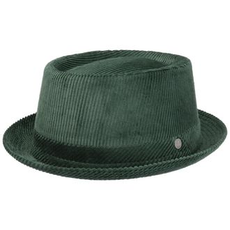 Lierys Classic Corduroy Pork Pie Hat by Men - Made in Italy Porkpie Cloth with Lining Autumn-Winter Winter - L (58-59 cm) Green