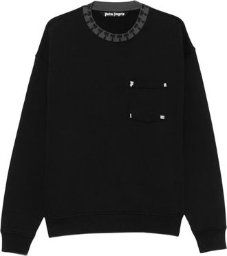 Palm Angels Felpa Girocollo Regular Palm Rib - - Sweatshirts & Hoodies - Uomo - Nero - S